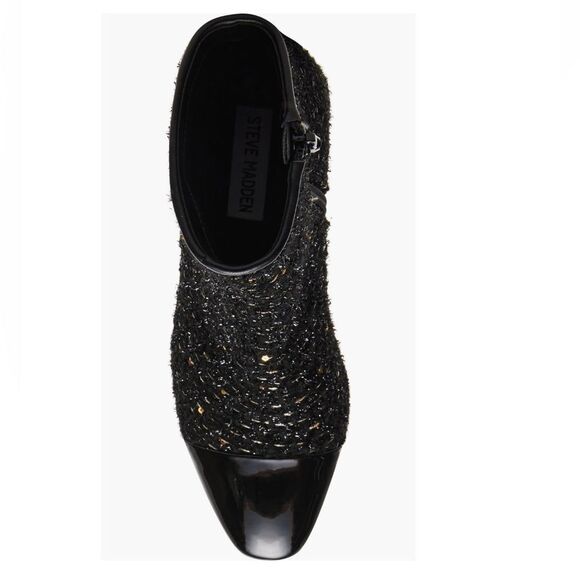 Steve Madden Eiffel Bootie, Tweed Black Sparkle, Low Block Heel Size 8 & 8.5 NWT - Picture 6 of 17